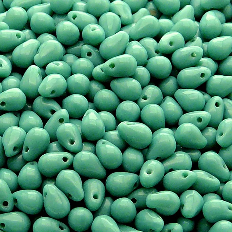 50pcs Czech Pressed Glass Teardrop Beads 4x6mm Opaque Turquoise Green