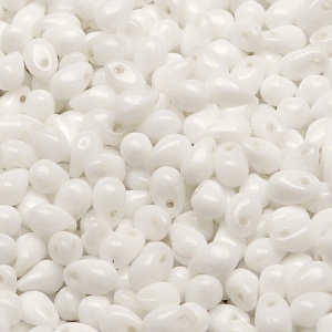 80pcs Czech Pressed Glass Teardrop Beads 4x6mm Opaque Chalk White