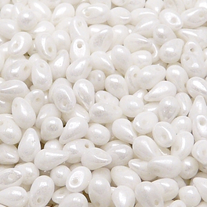 50pcs Czech Pressed Glass Teardrop Beads 4x6mm Opaque White Ceramic Look