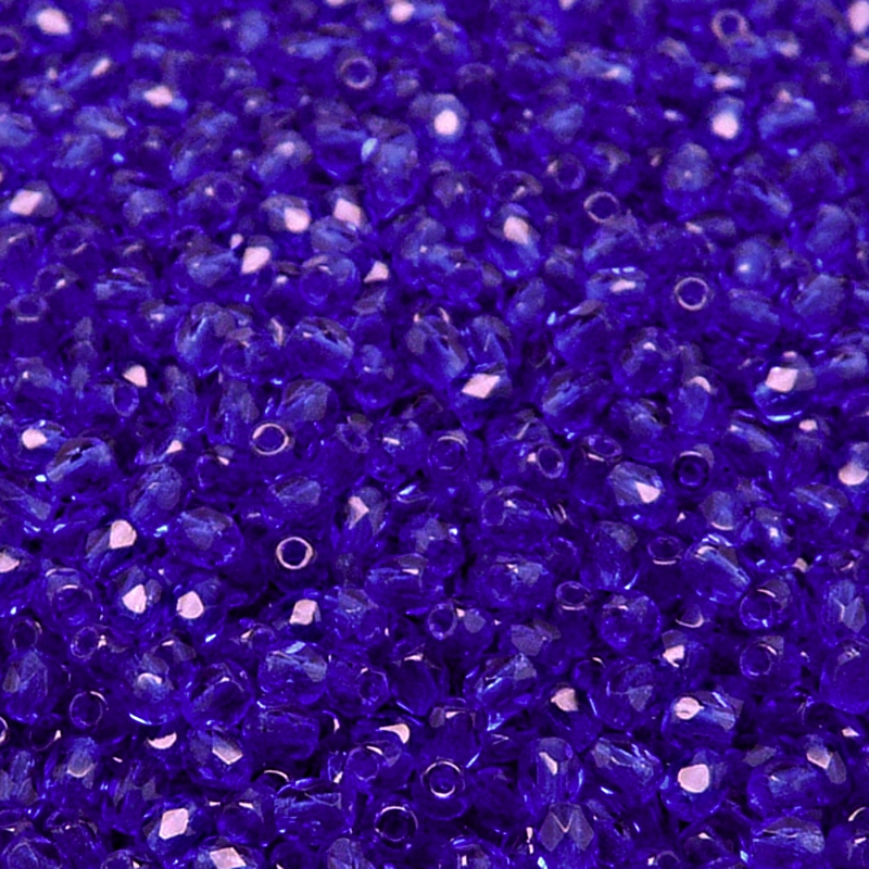 100pcs Czech Fire Polished Faceted Glass Beads Round 3mm Cobalt Blue