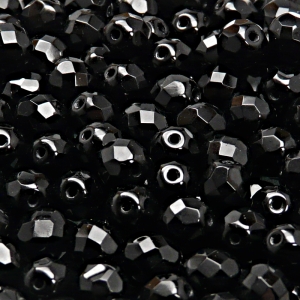 25pcs Czech Fire Polished Faceted Glass Beads Round 8mm Jet