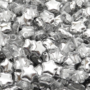 40pcs Czech Pressed Glass Star Beads 8mm Crystal Labrador (Aluminium)