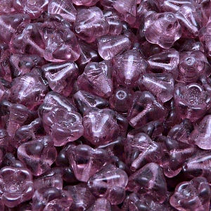 30pcs Czech Pressed Glass Bell Flowers Beads 6x8mm Amethyst