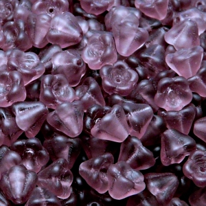 30pcs Czech Pressed Glass Bell Flowers Beads 6x8mm Amethyst Matte