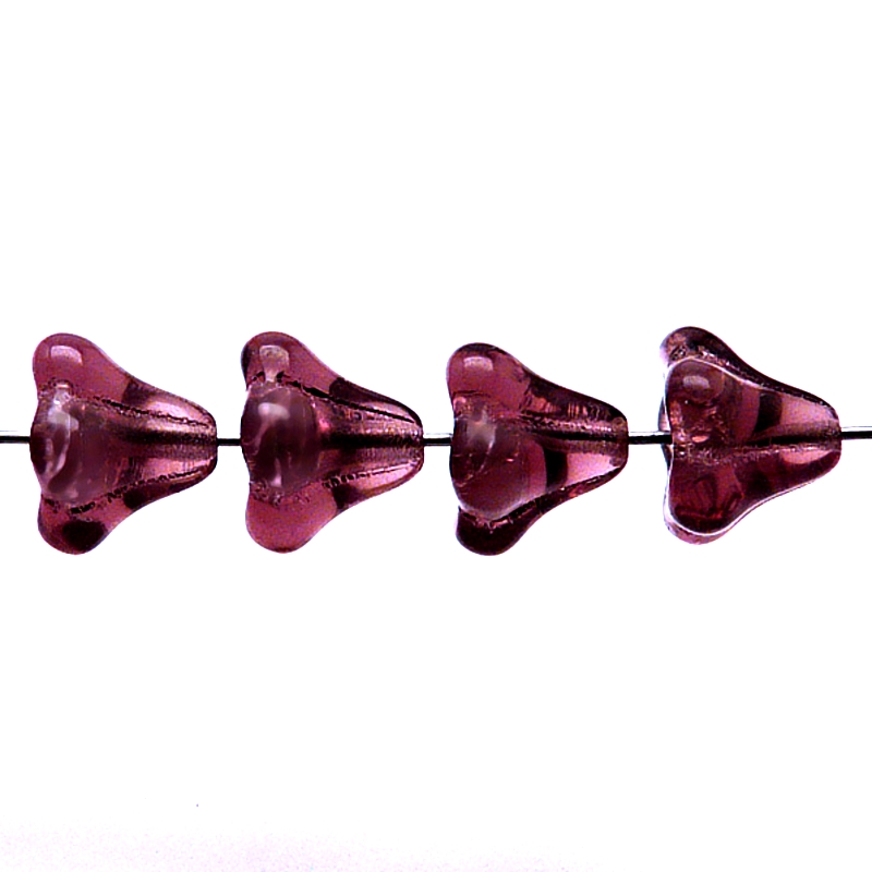 10pcs Czech Pressed Glass Bell Flowers Beads 11x13mm Amethyst
