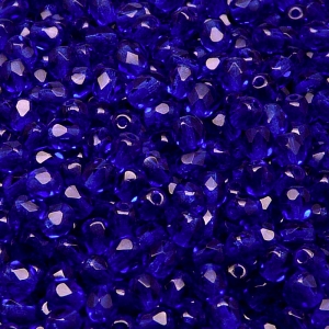 100pcs Czech Fire Polished Faceted Glass Beads Round 4mm Cobalt Blue