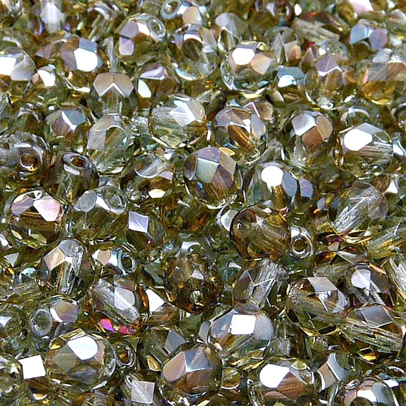 50pcs Czech Fire Polished Faceted Glass Beads Round 6mm Light Aquamarine Celsian