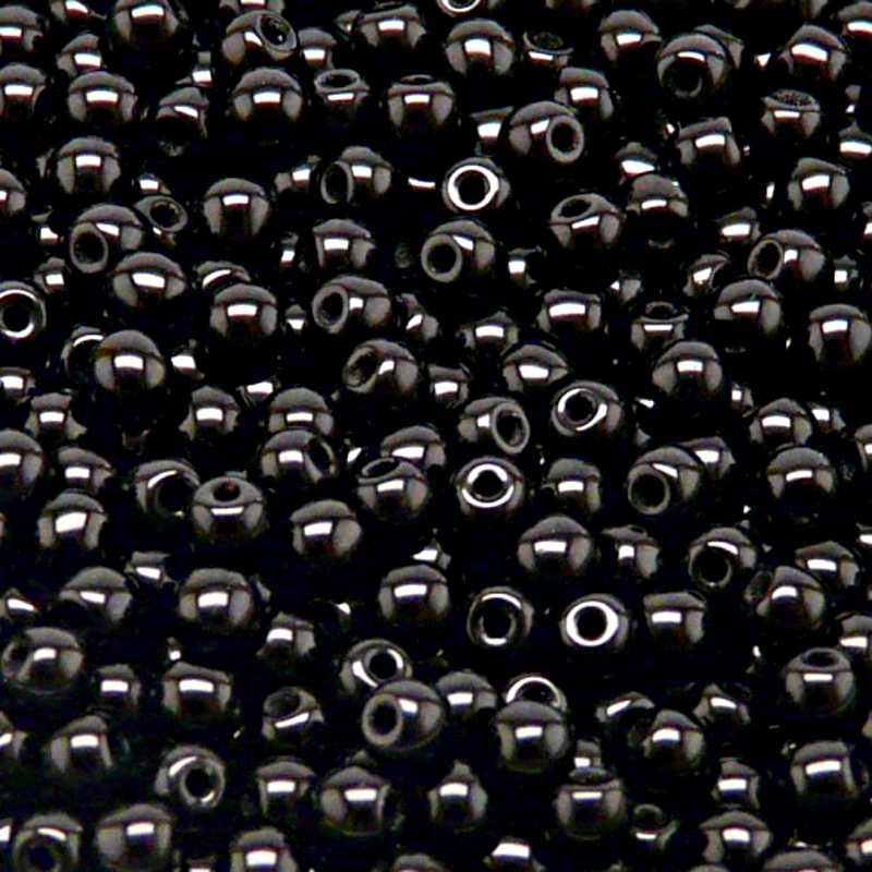 200pcs Czech Pressed Glass Beads Round 4mm Jet