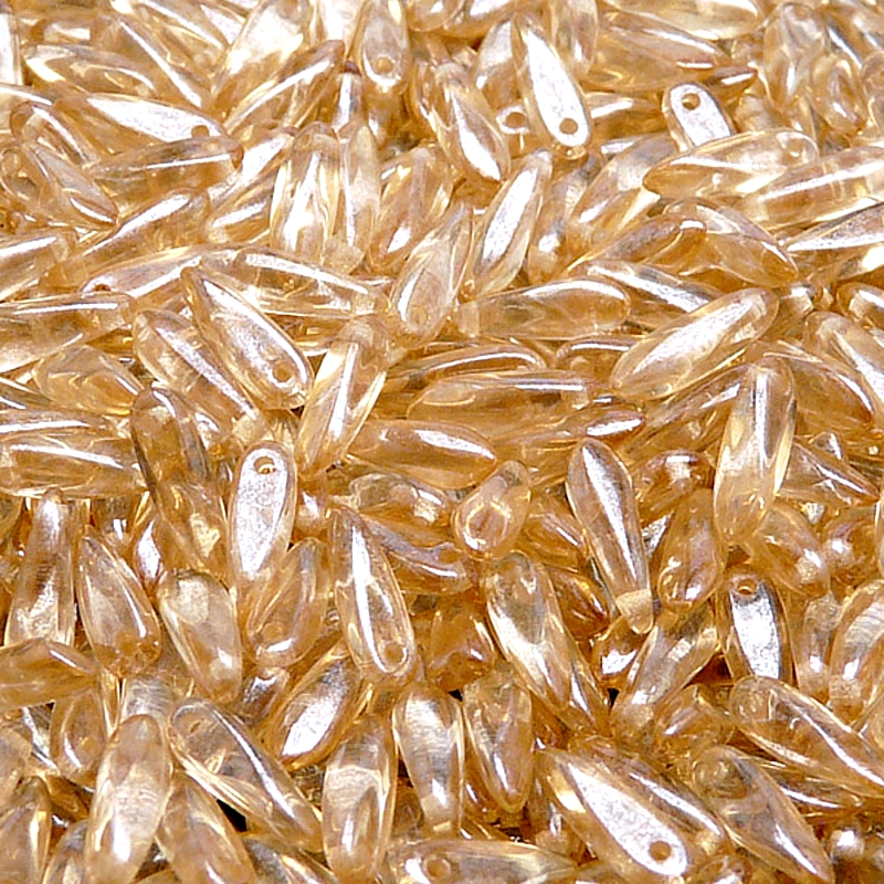 50pcs Czech Pressed Glass Dagger Beads 3x11mm Crystal Orange Luster