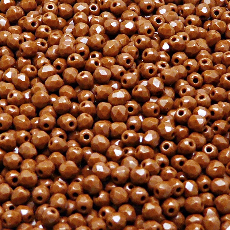100pcs Czech Fire Polished Faceted Glass Beads Round 3mm Opaque Chocolate
