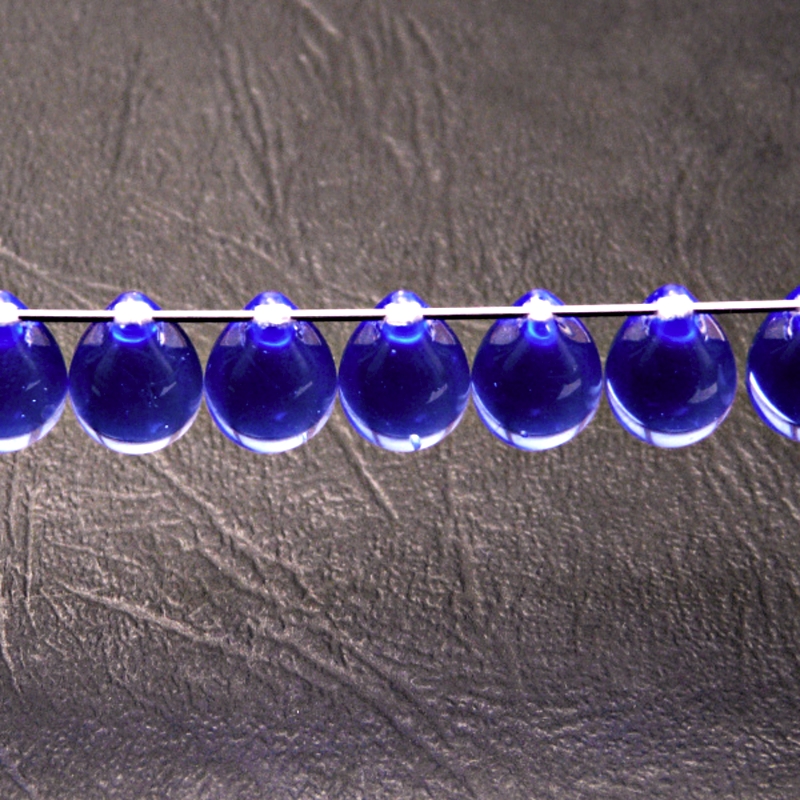 10pcs Czech Pressed Glass Teardrop Beads 10x14mm Sapphire