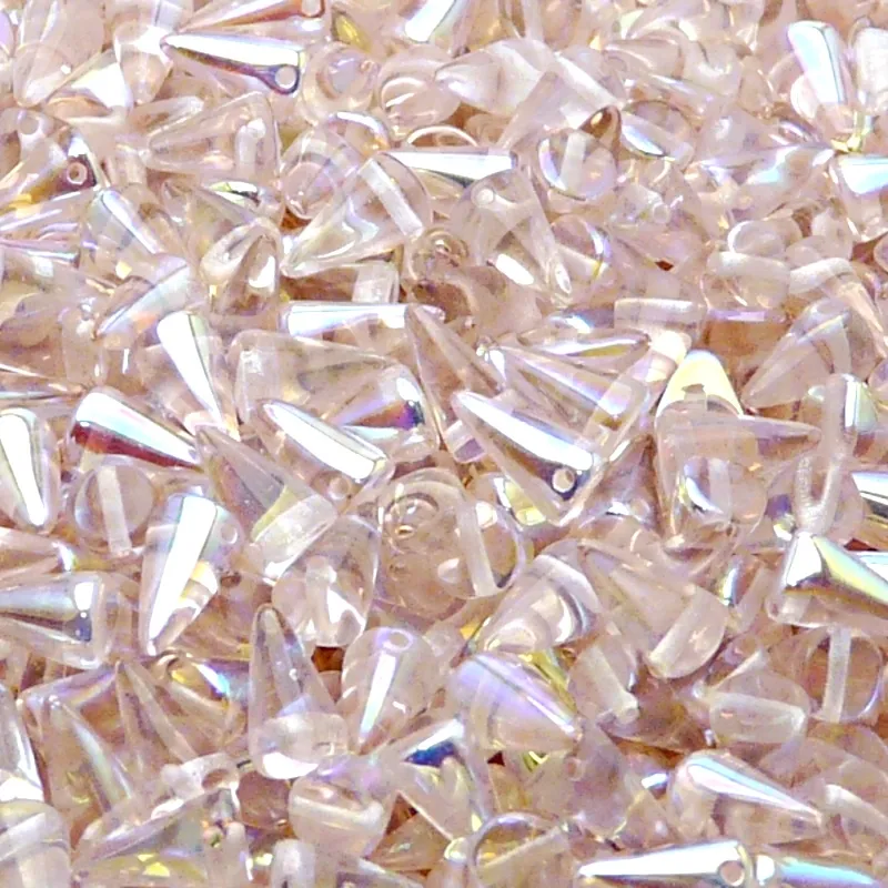 50pcs Czech Pressed Glass Spike Beads 5x8mm Rosaline AB