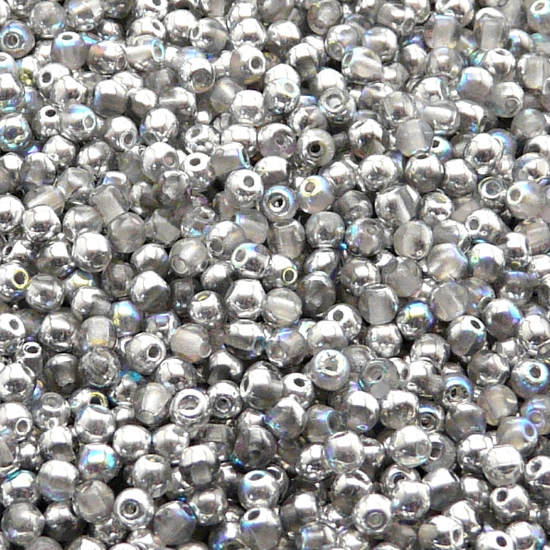 200pcs Czech Pressed Glass Round Beads 3mm Crystal Silver Rainbow