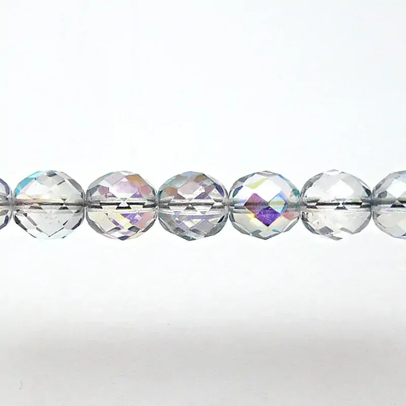 10pcs Czech Fire Polished Faceted Glass Beads Round 10mm Crystal Blue Rainbow