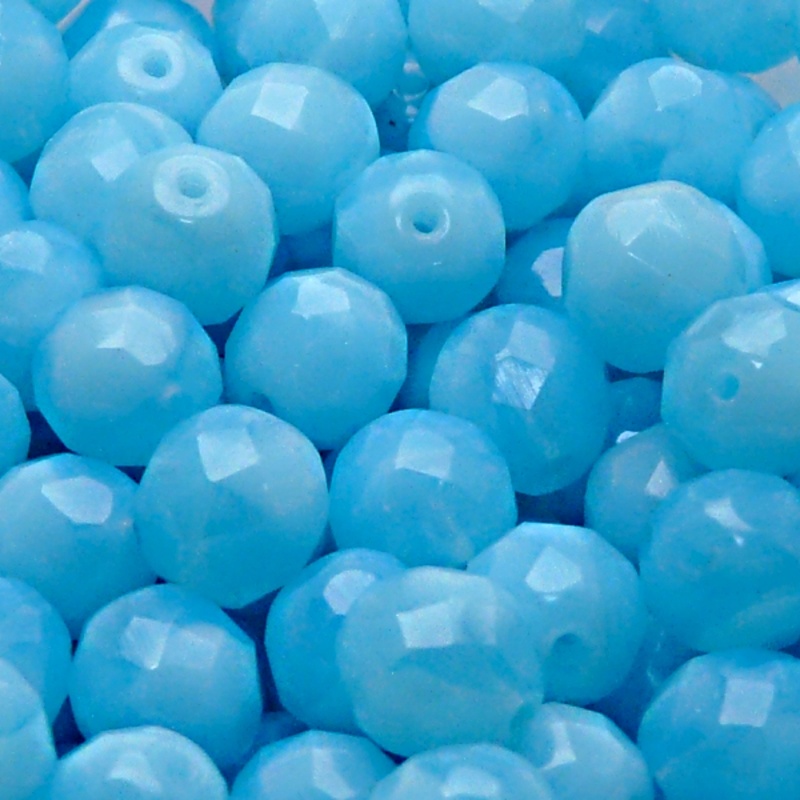 10pcs Czech Fire Polished Faceted Glass Beads Round 10mm Aqua Opal