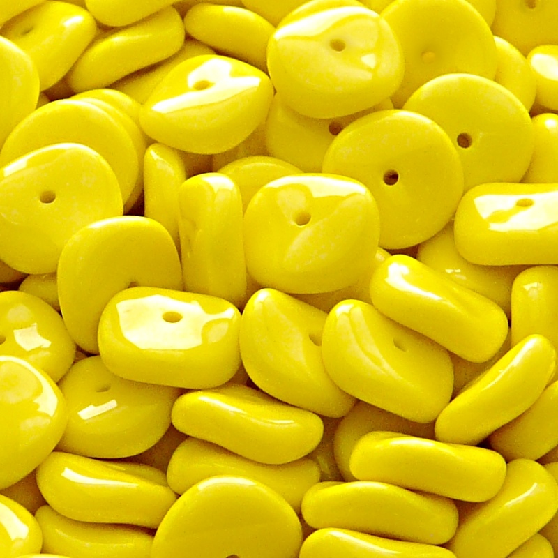 10pcs Czech Pressed Glass Flat Ripple Round Beads 12mm Opaque Yellow