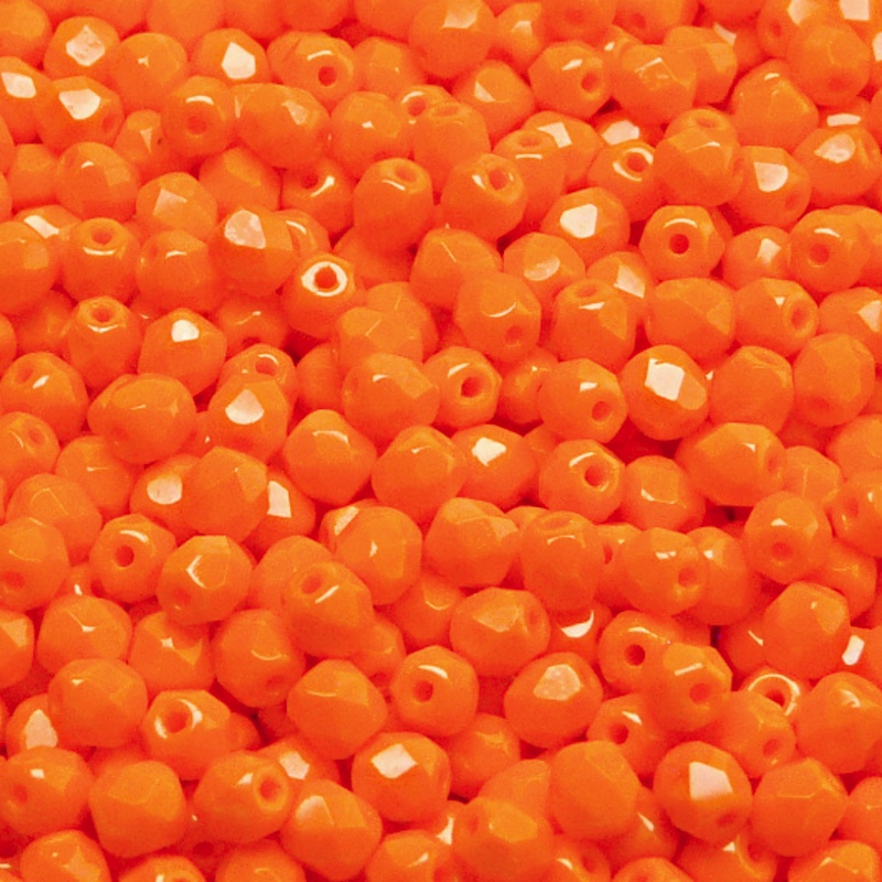 100pcs Czech Fire Polished Faceted Glass Beads Round 4mm Opaque Orange