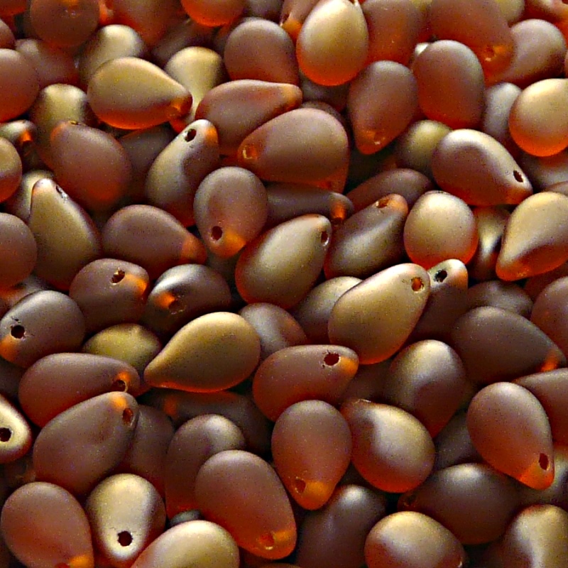 30pcs Czech Pressed Glass Teardrop Beads 6x9mm Hyacinth Valentinit Matte