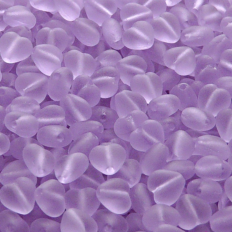 50pcs Czech Pressed Glass Heart Beads 6mm Alexandrite Matte