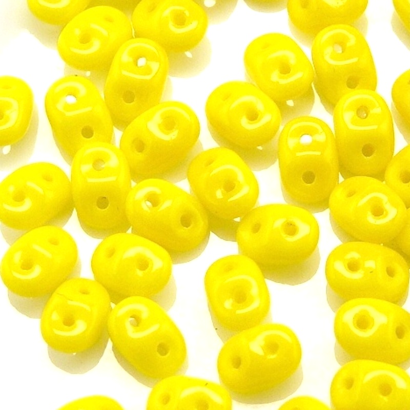 50pcs Czech Two Hole Pressed Glass Matubo SuperDuo Seed Beads 2,5x5mm Opaque Yellow