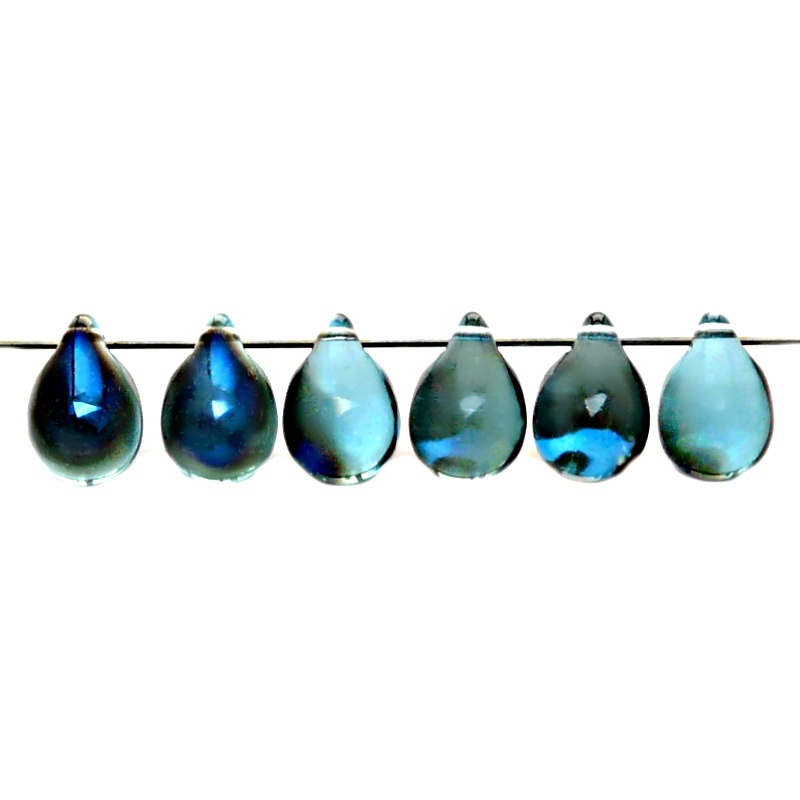 10pcs Czech Pressed Glass Teardrop Beads 10x14mm Light Aquamarine Azuro