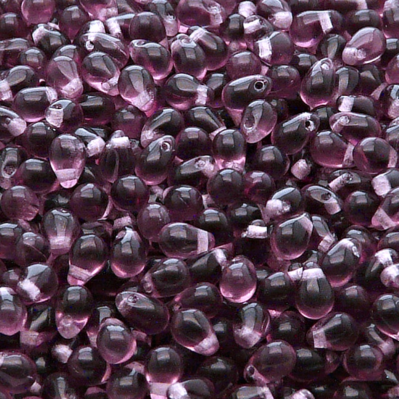 80pcs Czech Pressed Glass Teardrop Beads 4x6mm Amethyst