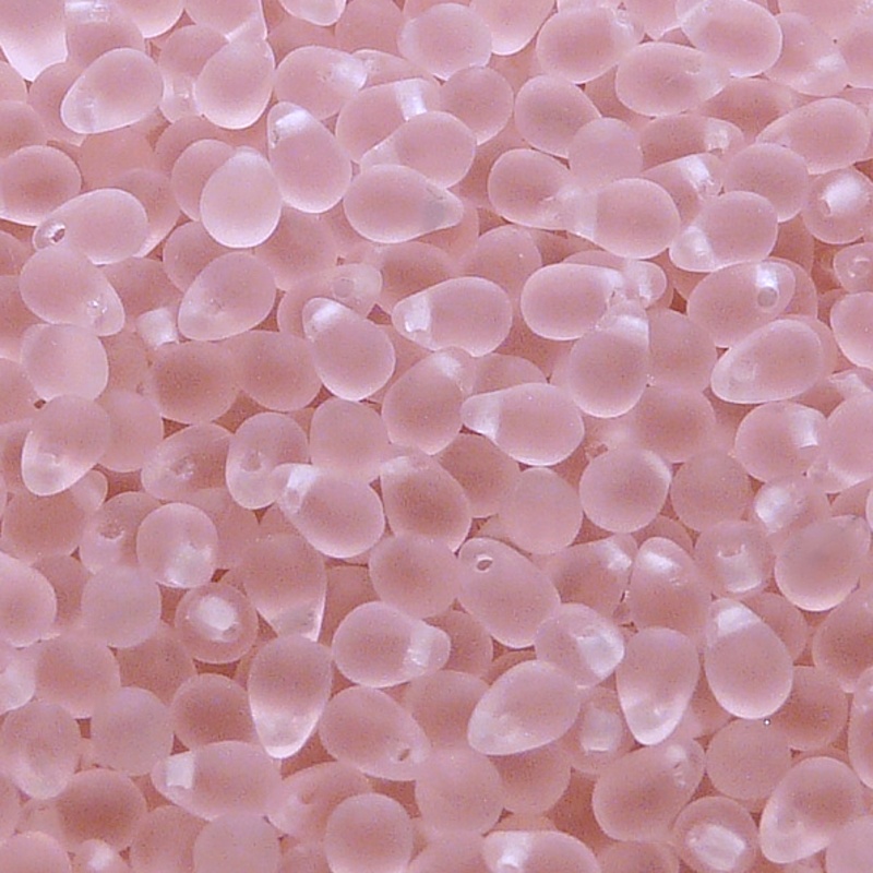 80pcs Czech Pressed Glass Teardrop Beads 4x6mm Pink Rosaline Matte