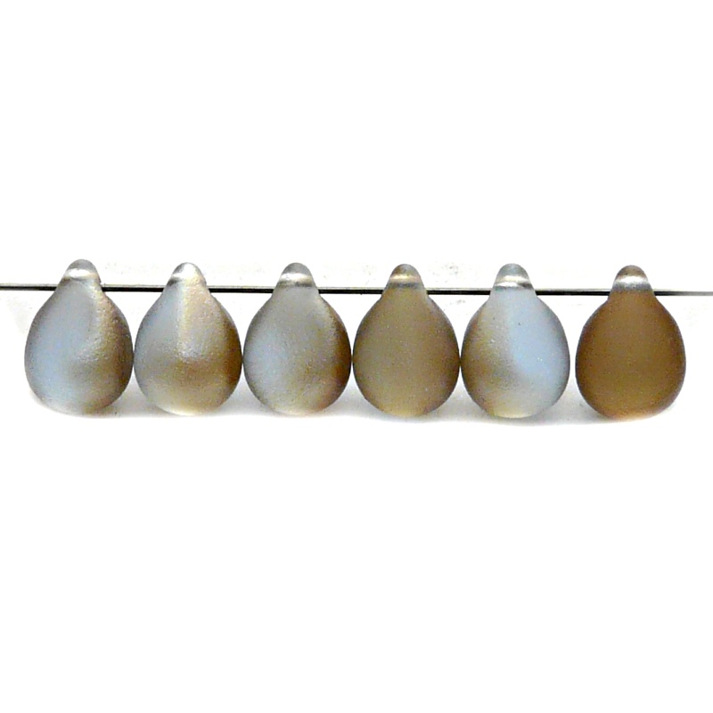 10pcs Czech Pressed Glass Teardrop Beads 10x14mm Light Sapphire Celsian Matte