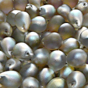 10pcs Czech Pressed Glass Teardrop Beads 10x14mm Light Sapphire Celsian Matte
