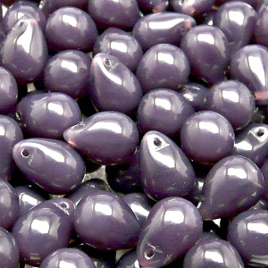10pcs Czech Pressed Glass Teardrop Beads 10x14mm Violet Opal