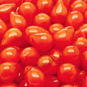 10pcs Czech Pressed Glass Teardrop Beads 10x14mm Orange Opal