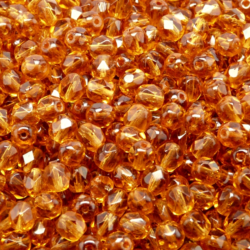 80pcs Czech Fire Polished Faceted Glass Beads Round 5mm Topaz