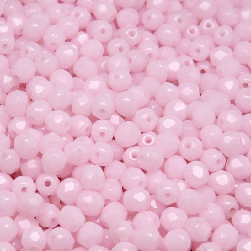 100pcs Czech Fire Polished Faceted Glass Beads Round 4mm Light Pink Opal
