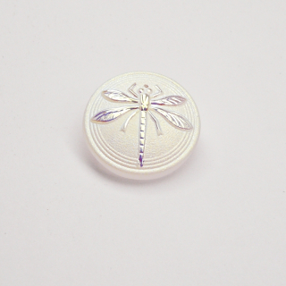 1pcs Czech Handmade Art Glass Cabochon Round 18mm Crystal Matte AB Dragonfly