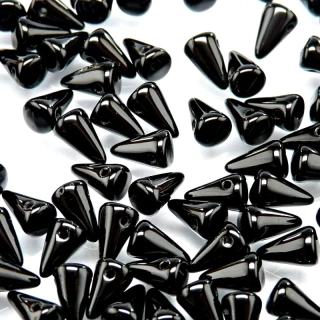 50pcs Czech Pressed Glass Spike Beads 5x8mm Jet